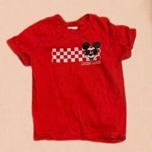 Mickey Mouse Red Graphic Toddler T-Shirt Size 3T Checkered Print Unisex